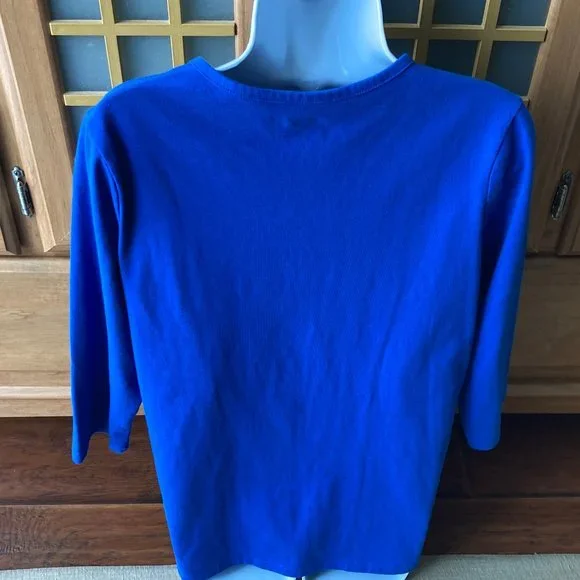 Coral Bay Holiday Royal Blue Top with Pink Flamingos Large - Picture 4 of 6